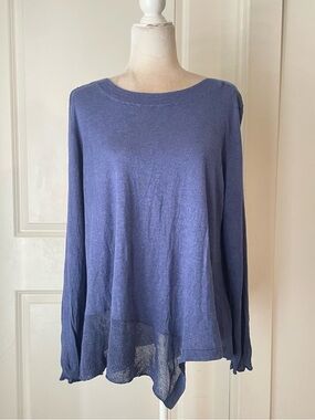 Poetry Silk & Cashmere Lightweight Asymmetric Hem  pullover Sweater Sz 16